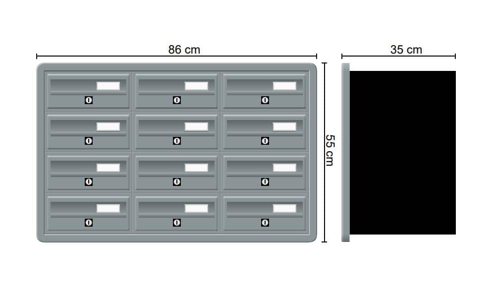 Tocco Di Italia Modular 270 Recess Mounted Post Boxes for Flats Anthracite Grey