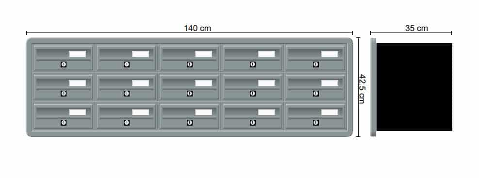 Tocco Di Italia Modular 270 Recess Mounted Post Boxes for Flats Anthracite Grey