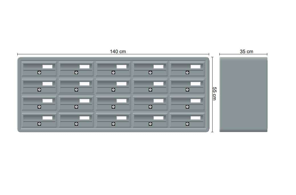 Tocco Di Italia Modular 270 Wall Mounted Post Boxes for Flats Anodized Silver
