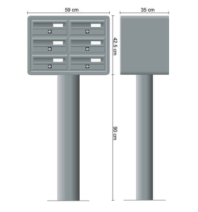 Post Boxes for Flats Free Standing Internal Locking in Anodized Silver - Tocco Di Italia Modular 270