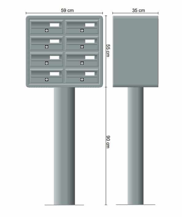 Post Boxes for Flats Free Standing Internal Locking in Anodized Silver - Tocco Di Italia Modular 270