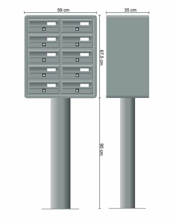 Post Boxes for Flats Free Standing Internal Locking in Anodized Silver - Tocco Di Italia Modular 270