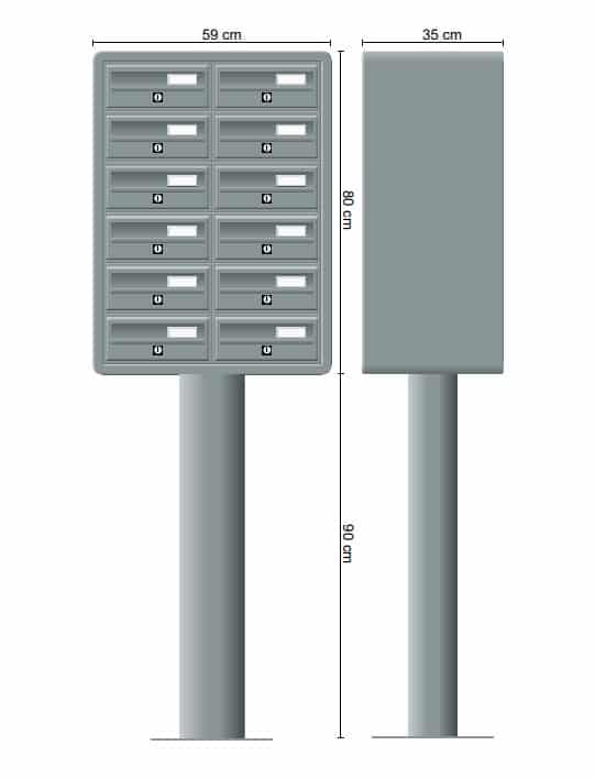 Post Boxes for Flats Free Standing Internal Locking in Anodized Silver - Tocco Di Italia Modular 270