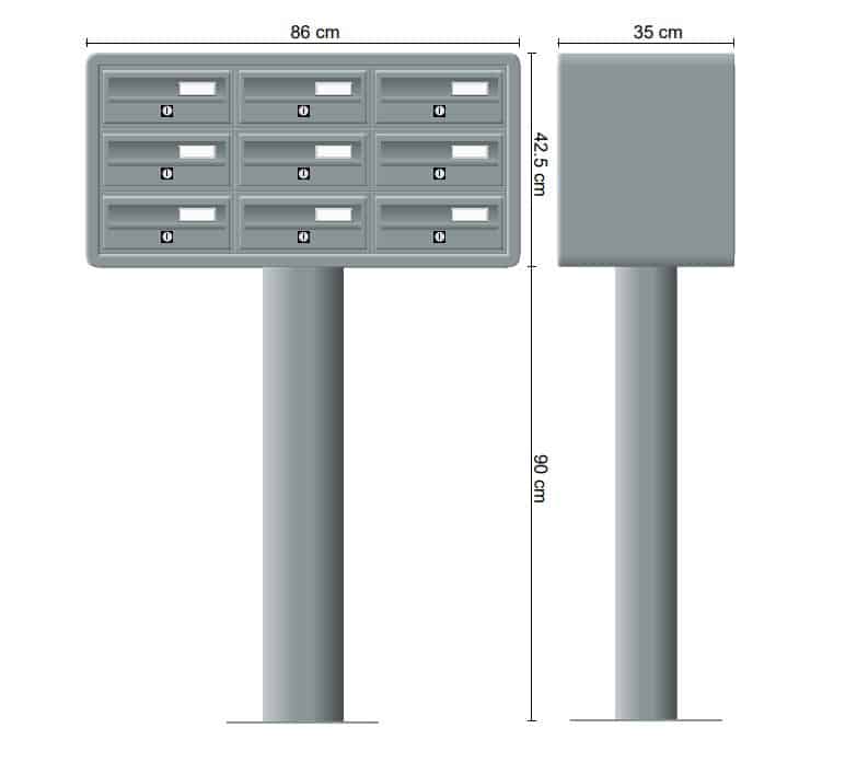 Post Boxes for Flats Free Standing Internal Locking in Anodized Silver - Tocco Di Italia Modular 270