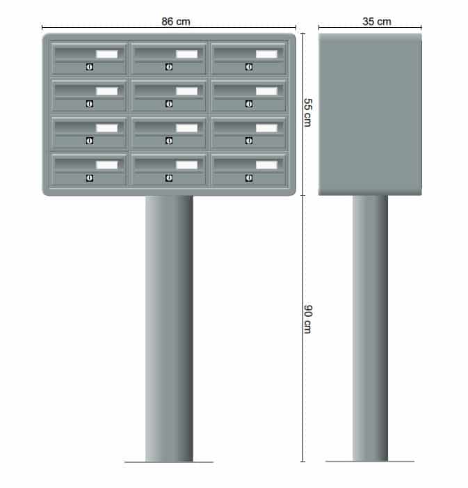 Post Boxes for Flats Internal Locking Freestanding in Anthracite Grey - Tocco Di Italia Modular 270