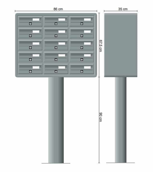 Post Boxes for Flats Internal Locking Freestanding in Anthracite Grey - Tocco Di Italia Modular 270