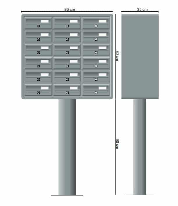Parcel Box Letterbox Free Standing Post Boxes for Flats - Tocco di Italia Modular 270