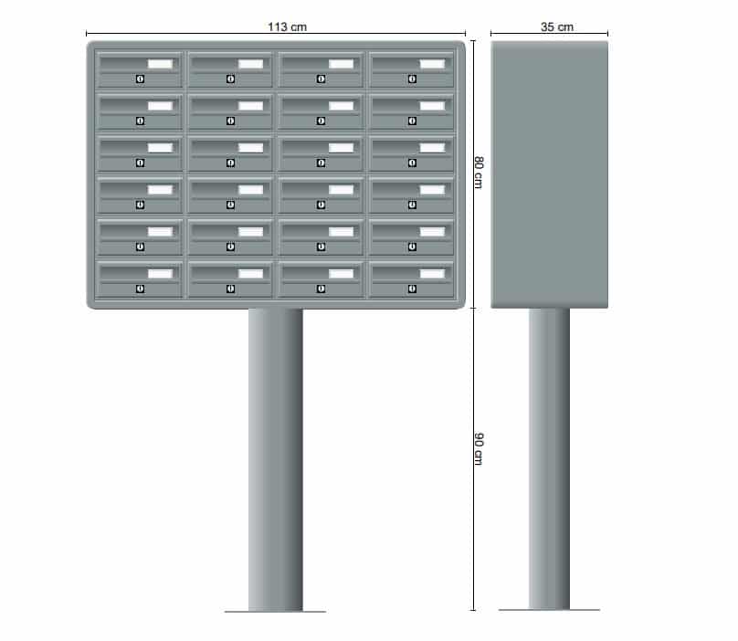 Post Boxes for Flats Internal Locking Freestanding in Anthracite Grey - Tocco Di Italia Modular 270