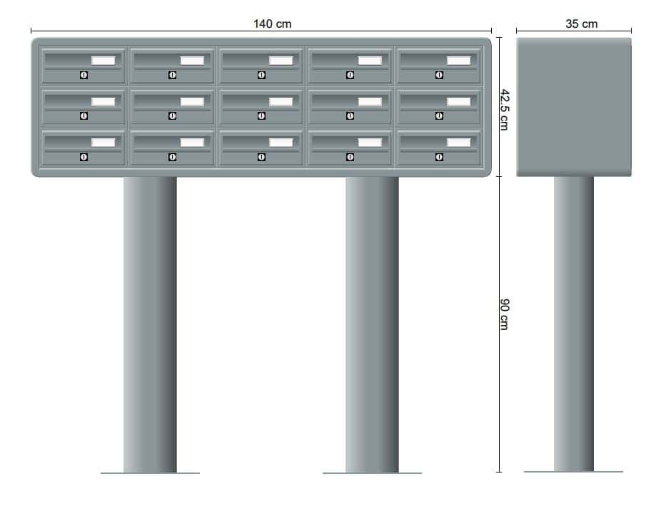 Post Boxes for Flats Internal Locking Freestanding in Anthracite Grey - Tocco Di Italia Modular 270