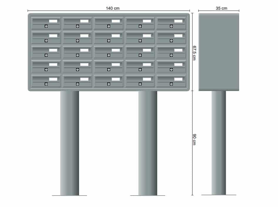 Post Boxes for Flats Internal Locking Freestanding in Anthracite Grey - Tocco Di Italia Modular 270