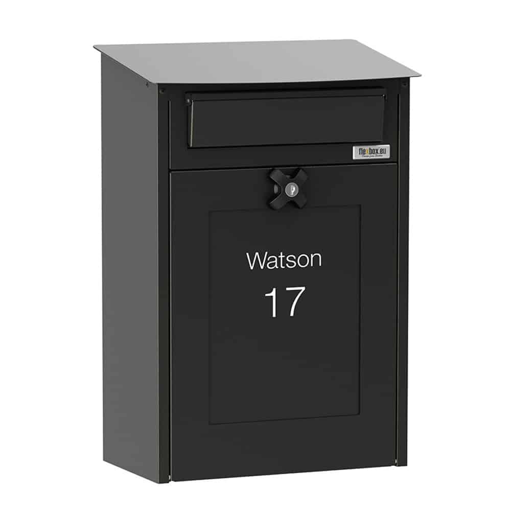 Wall Mounted Post Box Albert Black Front2