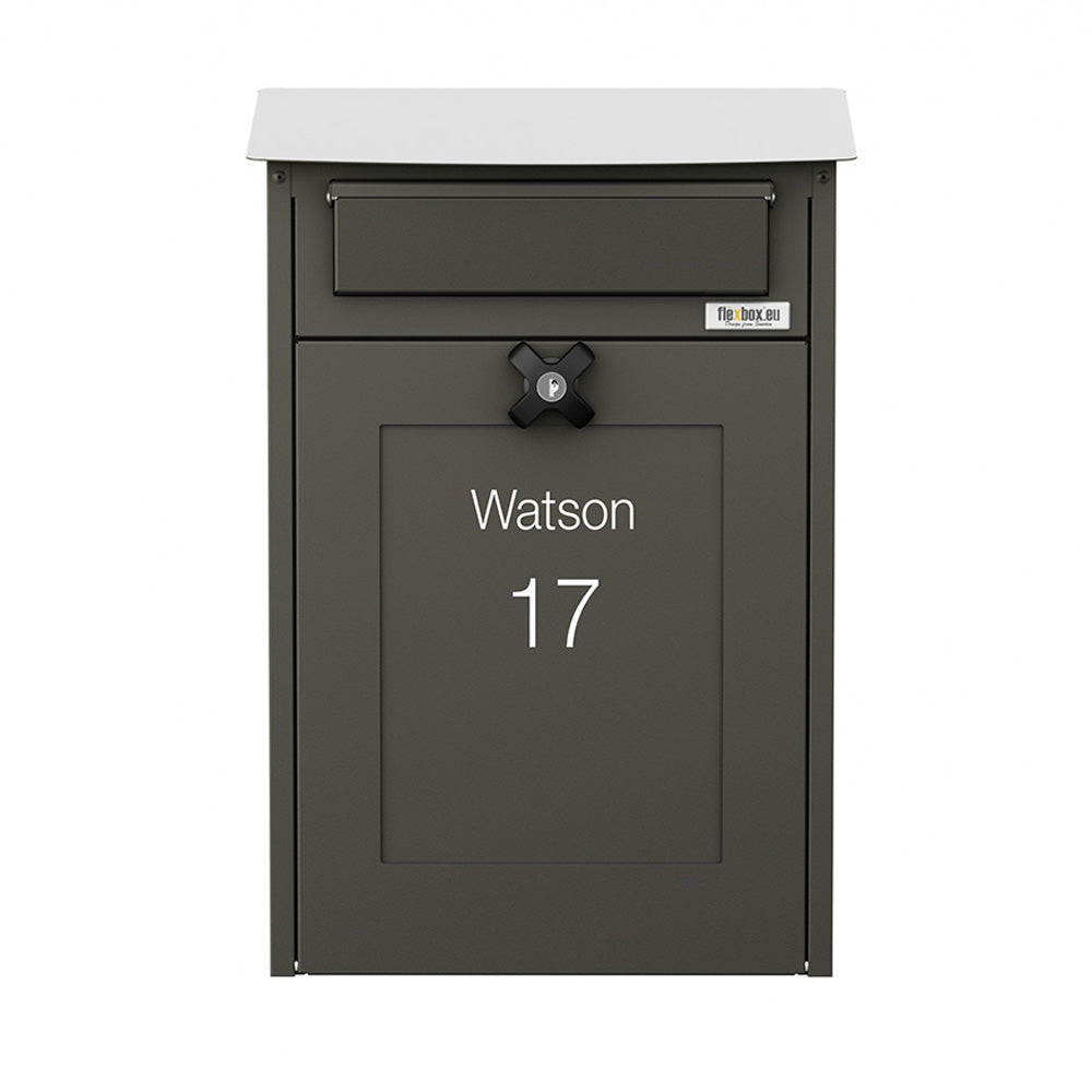 Wall Mounted Post Box Albert Dark Grey Front