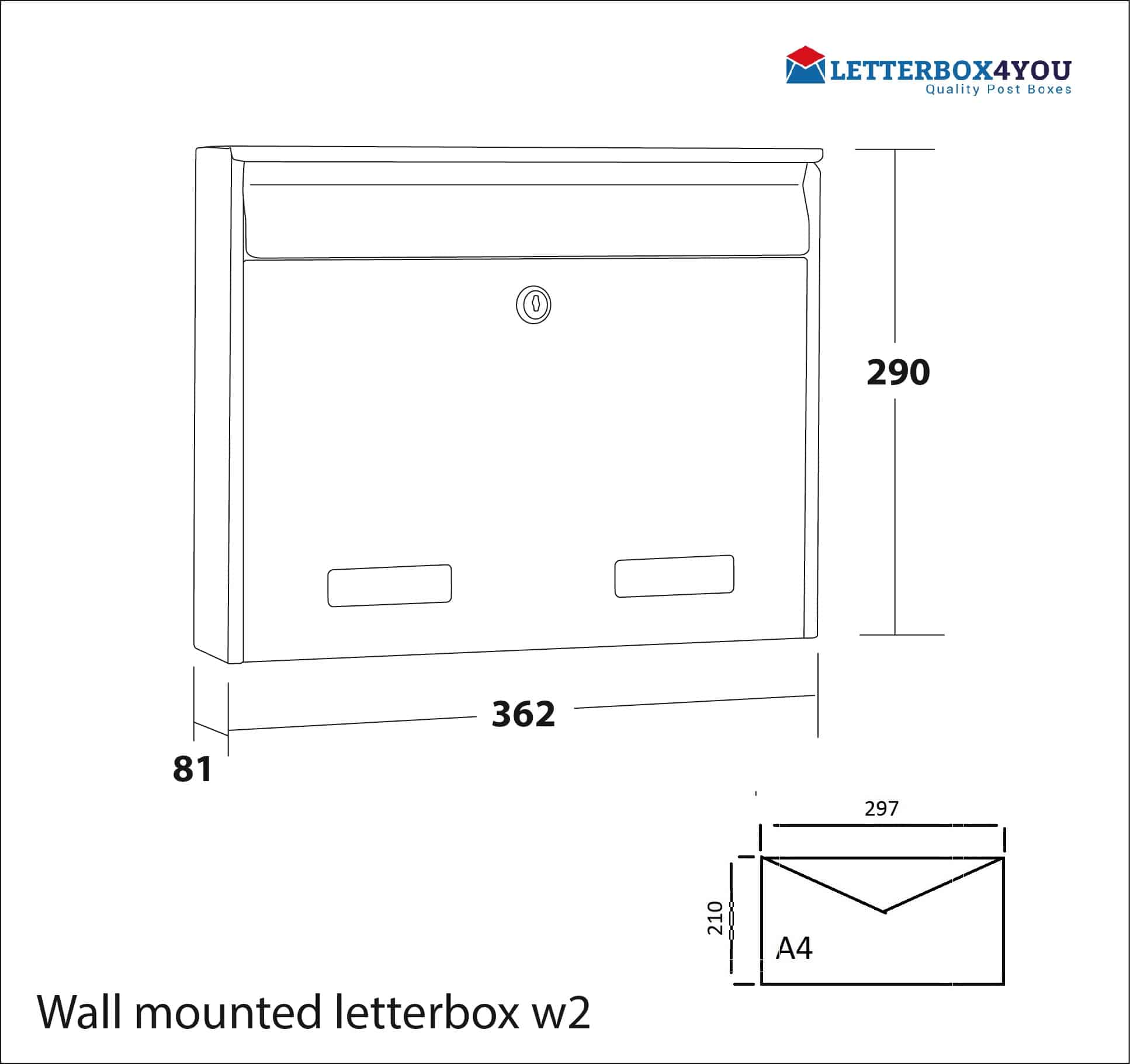 W2 Urban Easy Communal Wall Mounted External/Internal Letterbox