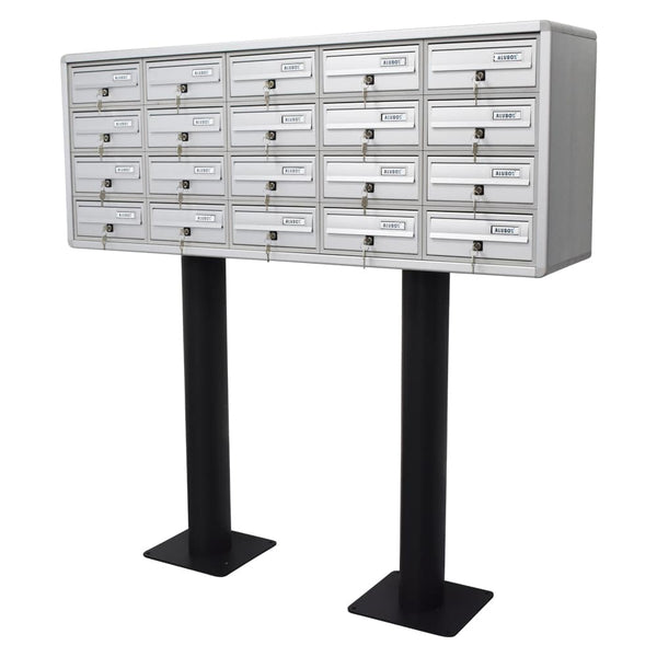 Post Boxes for Flats Free Standing Internal Locking in Anodized Silver - Tocco Di Italia Modular 270