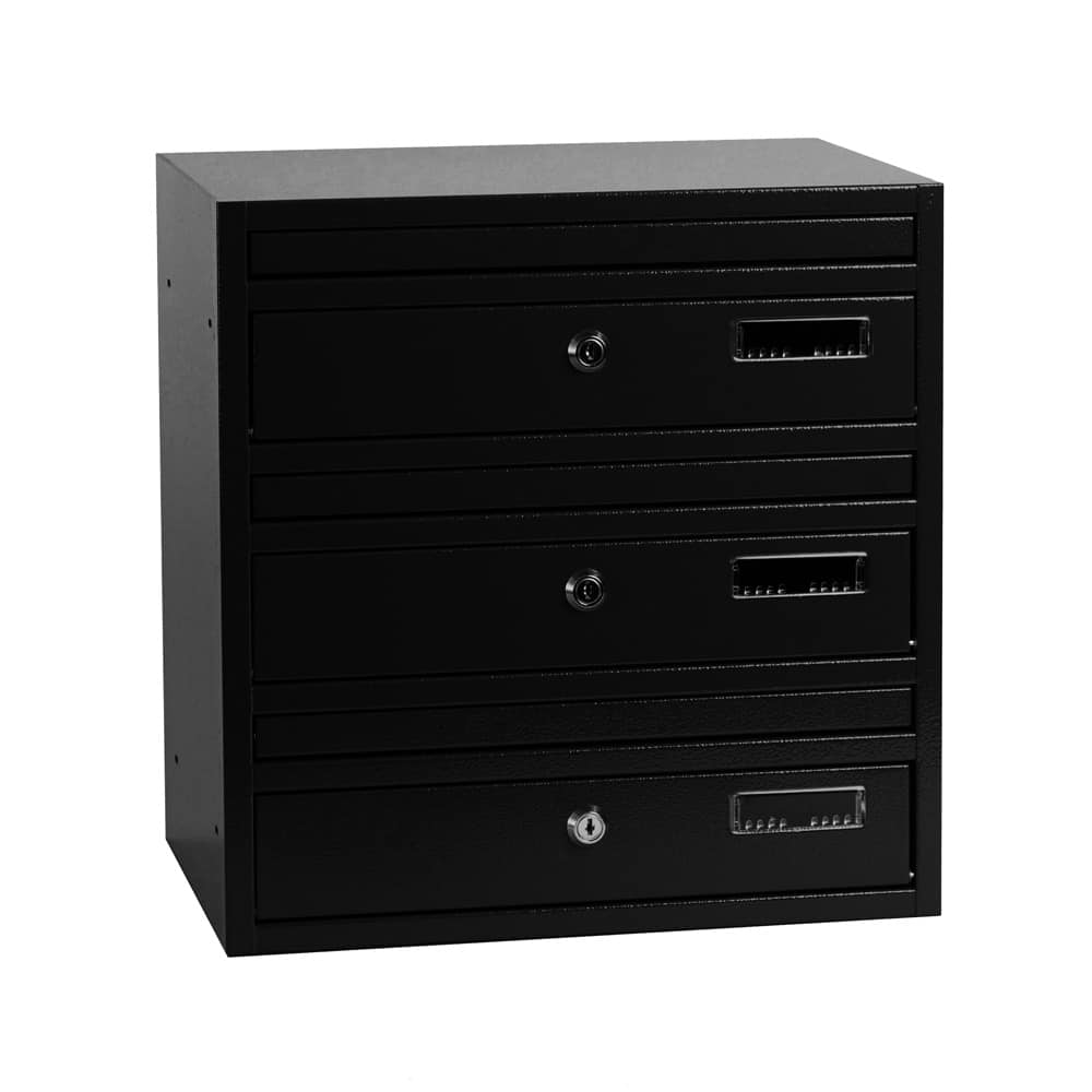 Letterboxes For Flats E1 Black 3 Bank