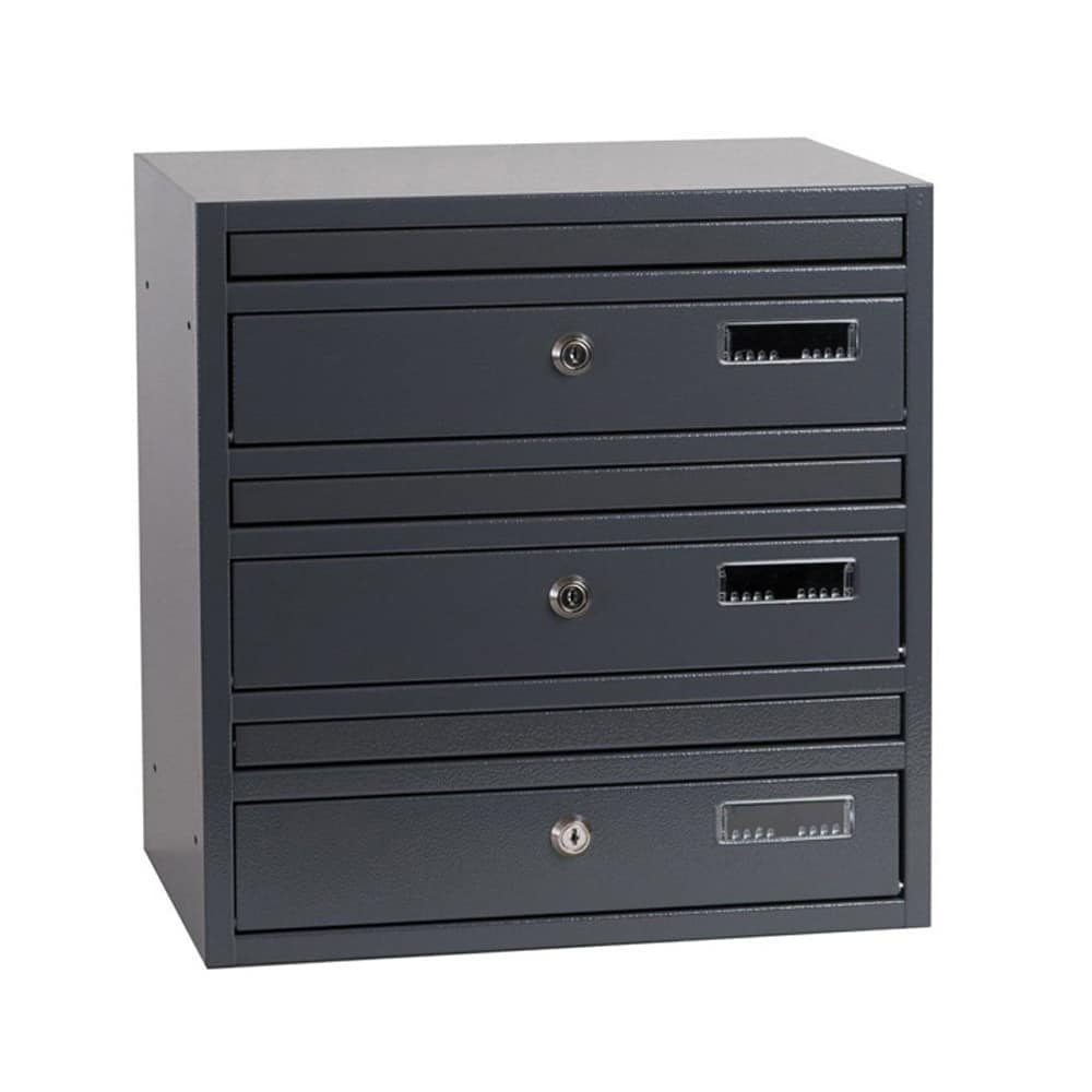 Letterboxes For Flats E1 Dark Grey 3 Bank