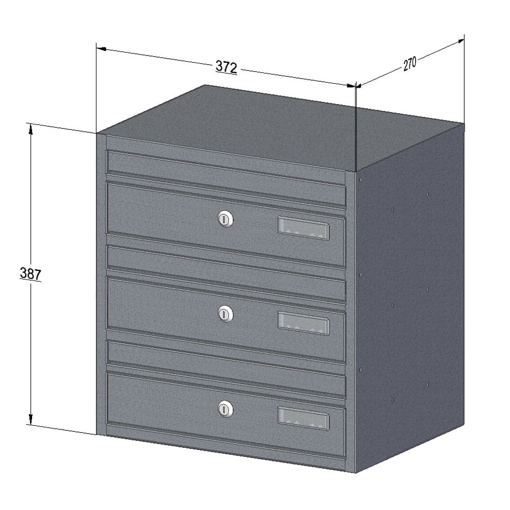Letterboxes For Flats E1 Wall Mounted 3 Bank Dimensions