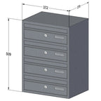 Letterboxes For Flats E1 Wall Mounted 4 Bank Dimensions