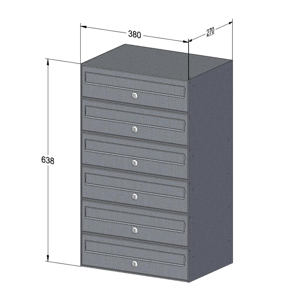 Multiple Letterboxes Mtz 6 Bank Drawing