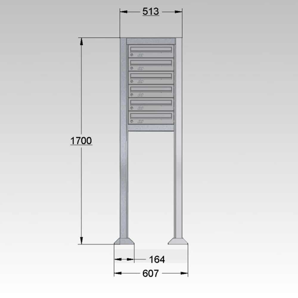 Postboxes For Flats E3 Zws Free Standing Drawing