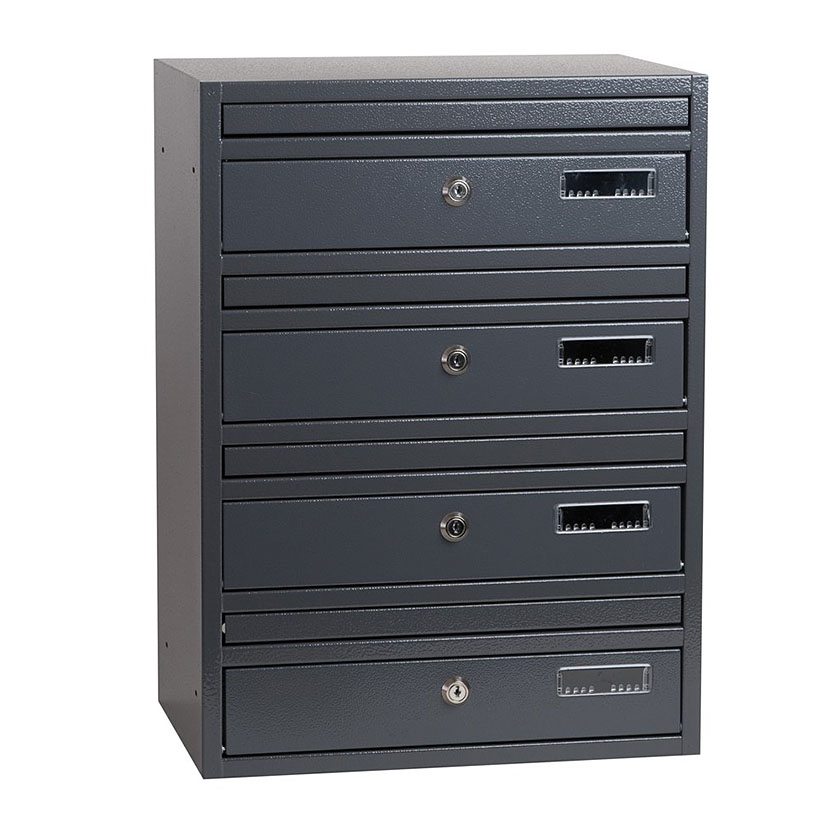 E1-UK letter box Bank of 4 Dark Grey